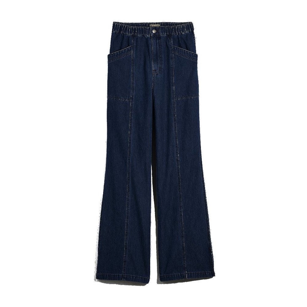 Madewell Denim Pull-On Loose Flare Pants, Dark Blue Small Medium